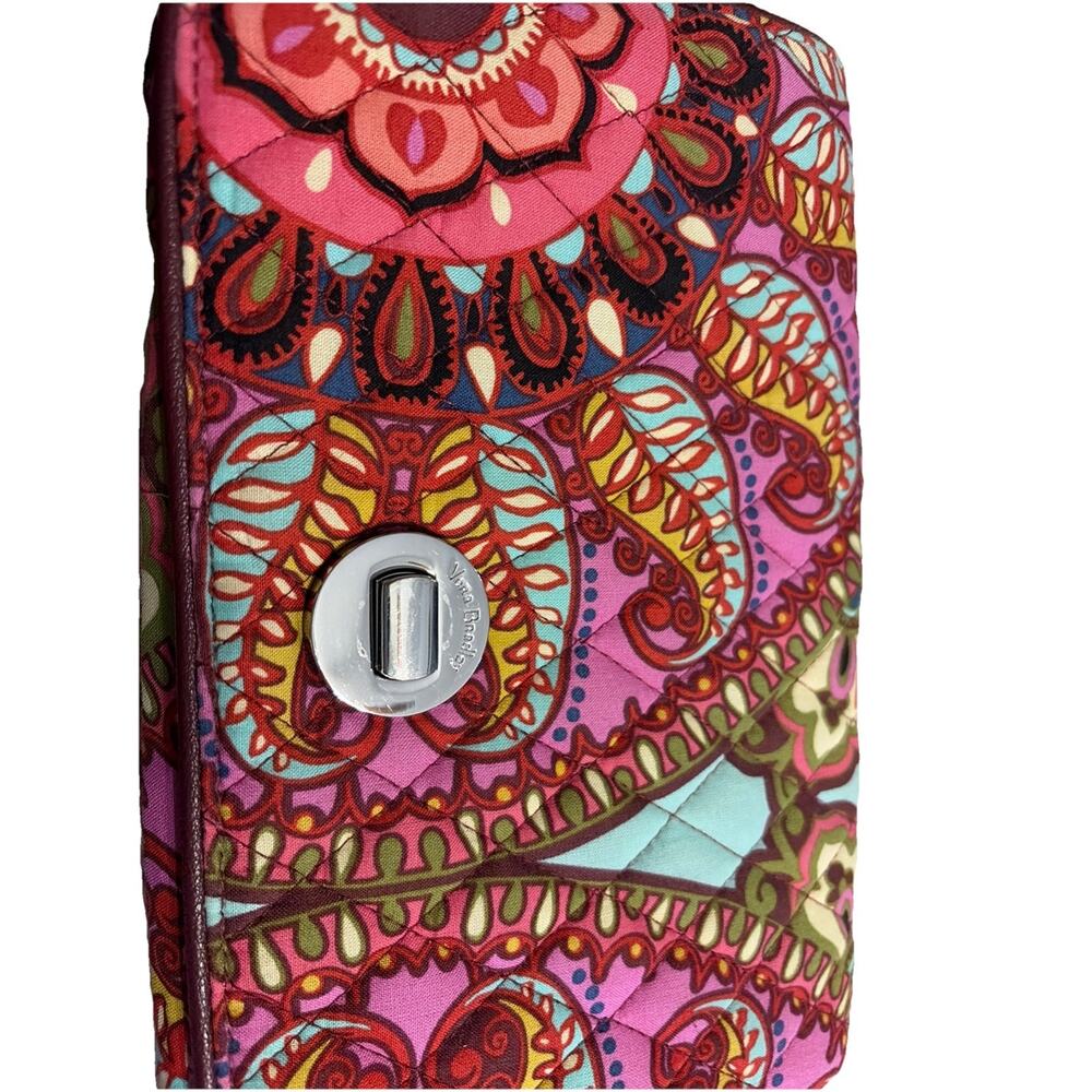 VERA BRADLEY Pink Paisley Purse Turnlock Crossbody Adjust Faux Leather Strap - Picture 2 of 6